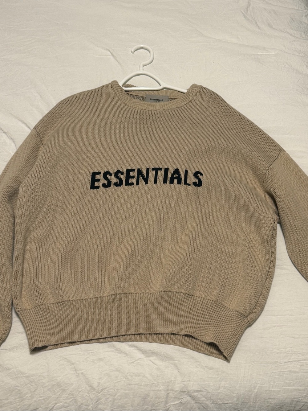 Essentials Beige Crewneck Sweater